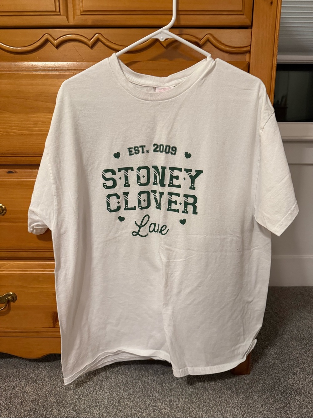 Stoney Clover Lane White Graphic Tee with Green Print